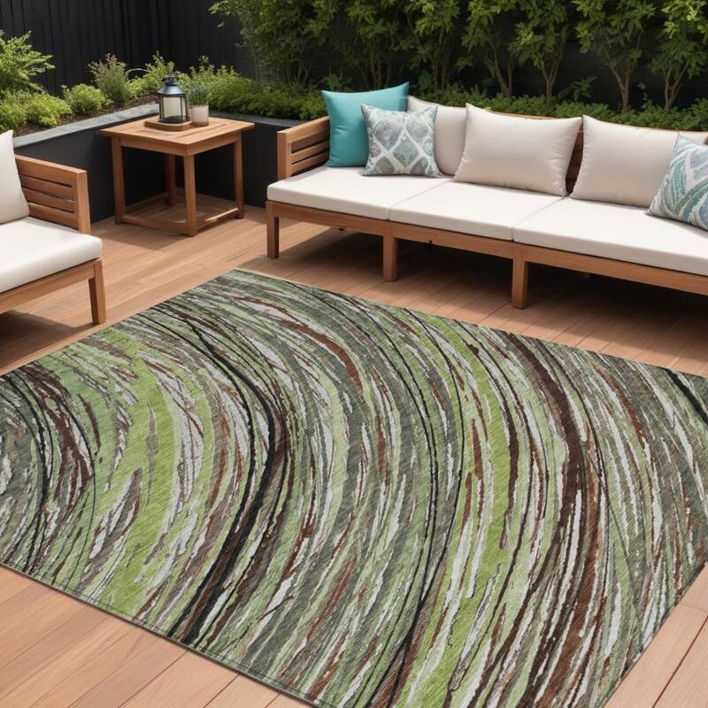 HomeRoots Abstract Transitional Rectangle Outdoor Rug - 10' X 14'