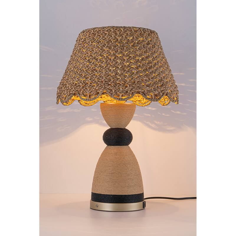 Flora 24" Rattan Table Lamp with USB 3-Way Touch Dimmer