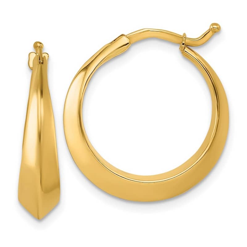 Curata 14k Yellow Gold 21.8x21.3mm Knife Edge Hoop Earrings