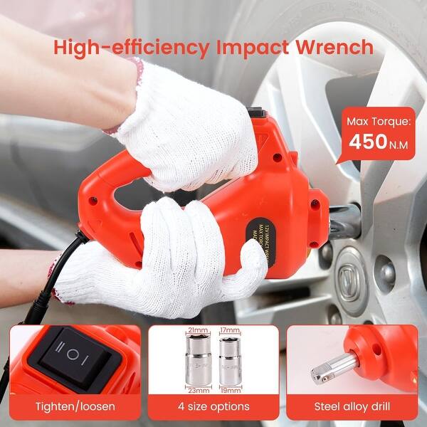 E-HEELP 5Ton Electric Car Jack Kit - 12V Hydraulic Lift With Impact Wrench