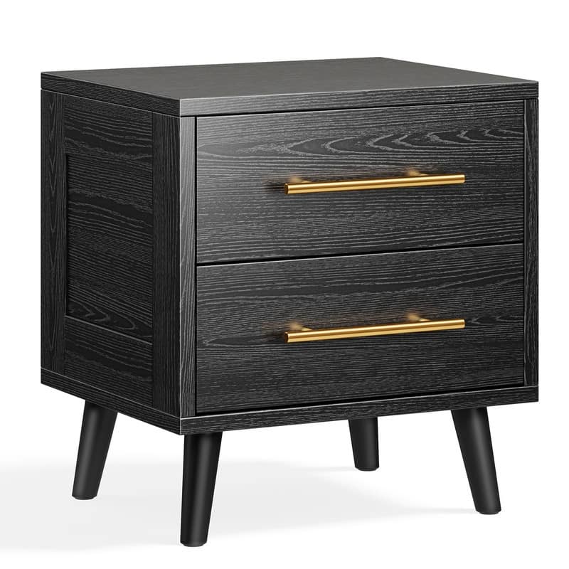 Modern Nightstand Bedside Table Storage, Side End Table for Bedroom with 2 Drawers