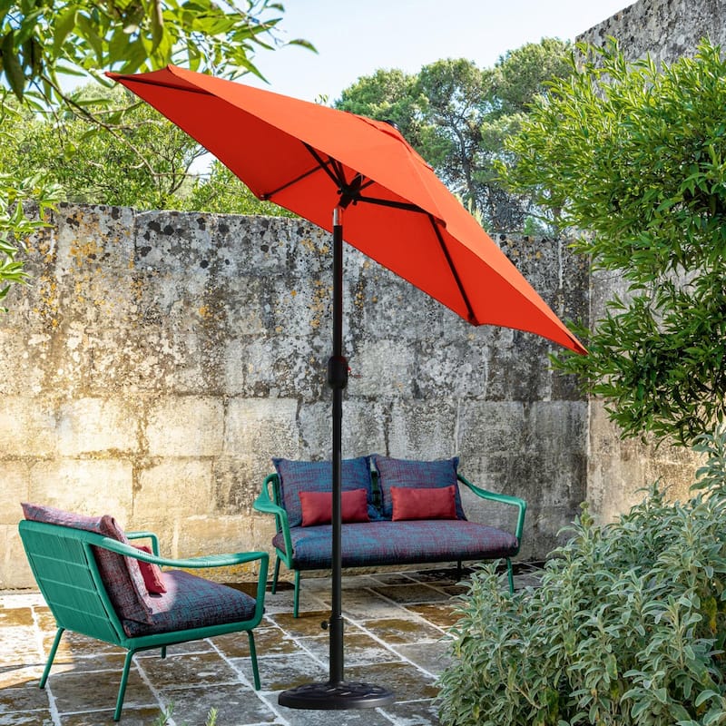 7.5 ft orange patio umbrella EVE Modern 7.5ft Orange Color Market Umbrella with Stand