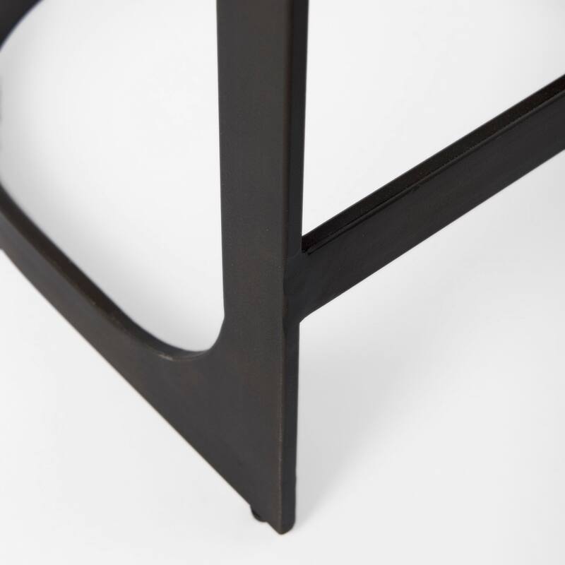 Tyson Black Genuine Leather with Dark Gray Metal Frame Counter Stool