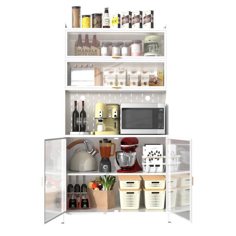 73" Tall 6-Tier Flip-Door Pantry Cabinet with Pegboard, Anti-Tip Design - Versatile Storage for Kitchen, Living Room & More