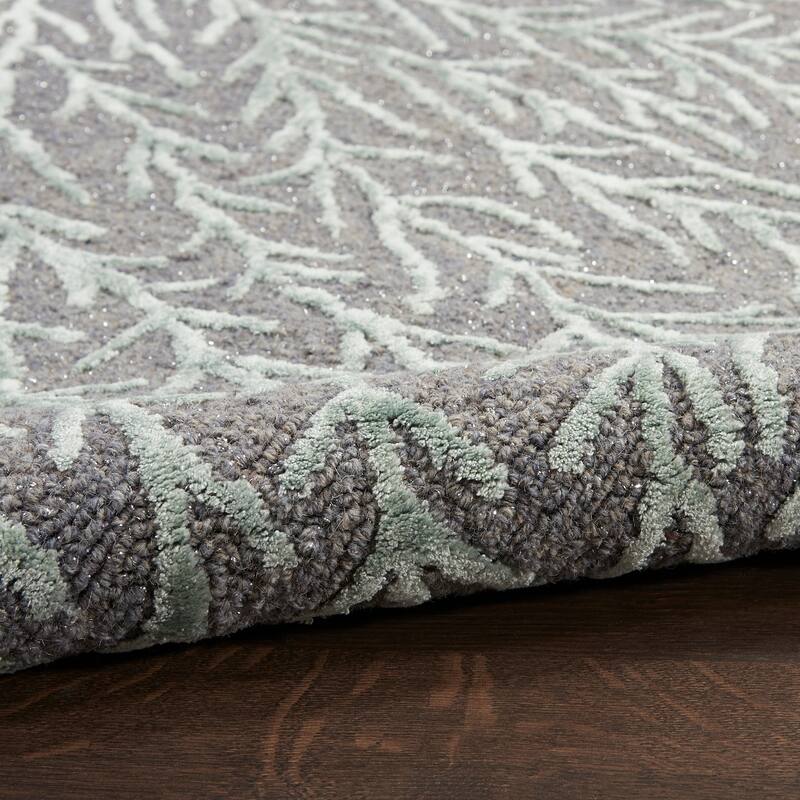 Michael Amini Star Contemporary Textured Botanical Abstract Glam Area Rug