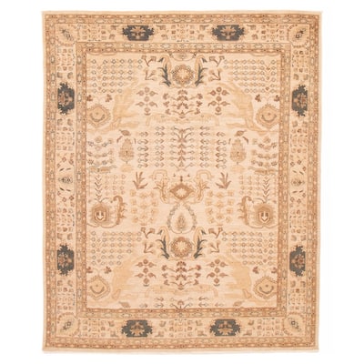 ECARPETGALLERY Hand-knotted Chobi Finest Ivory Wool Rug - 7'11 x 9'10