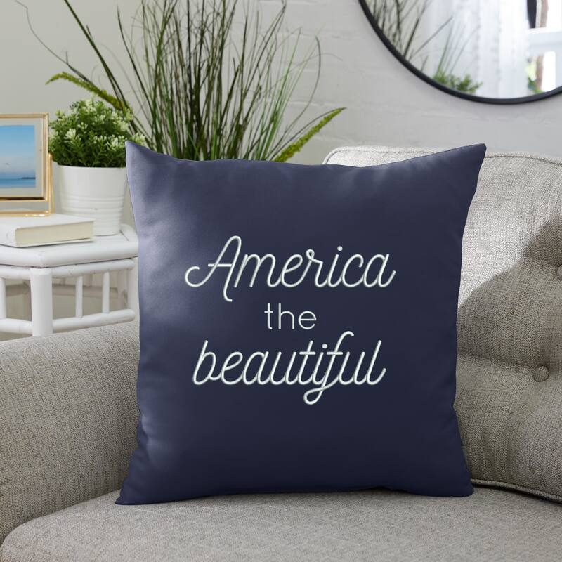 Mozaic Embroidered America the Beautiful Indoor/Outdoor Square Pillow