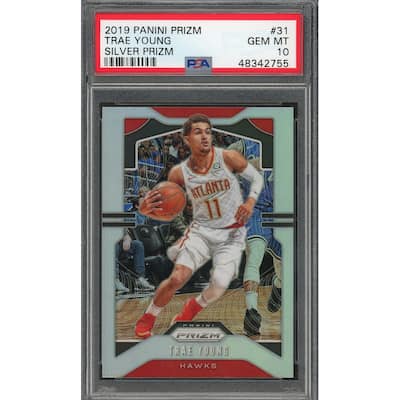 Trae Young 2019 Panini Silver Prizm Basketball Card #31 Graded PSA 10 GEM MINT - 8'6" x 11'6"
