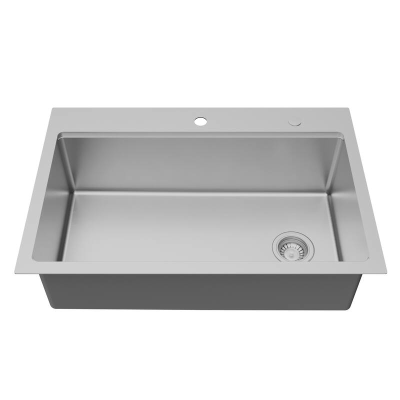 Karran Fusion Top Mount 33-in x 22-in Stainless Steel Extra-Large Single Bowl Workstation Kitchen Sink