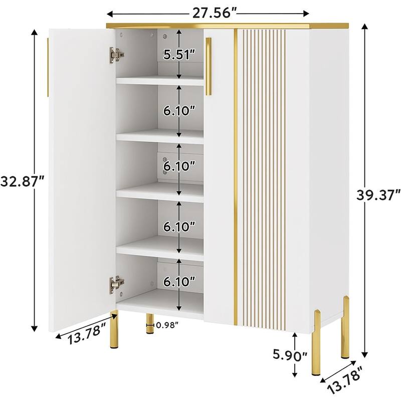 6-Tier Shoe Cabinet with Doors, Entryway Shoe Organizer Cabinet for Entryway