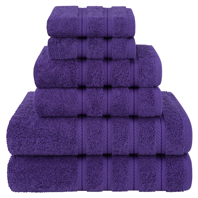 American Soft Linen 6 Piece Turkish Cotton Bath Towel Set - Violet Purple