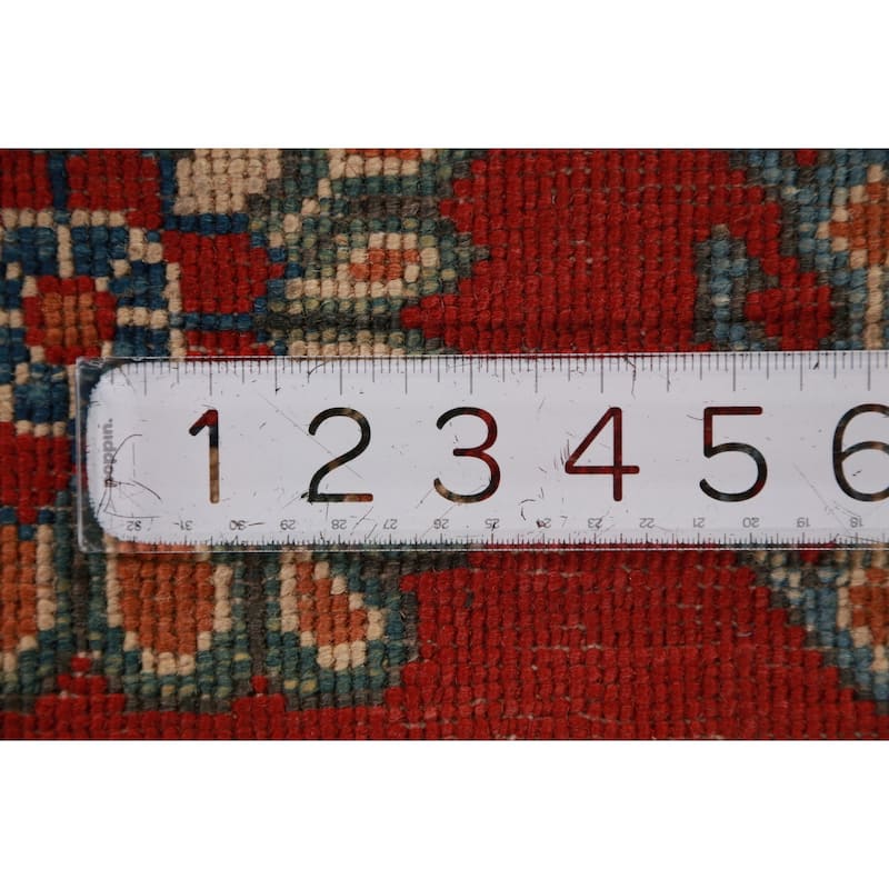 Red Geometric Kazak Rug Handmade Accent Wool Carpet - 2'0"x 3'0"