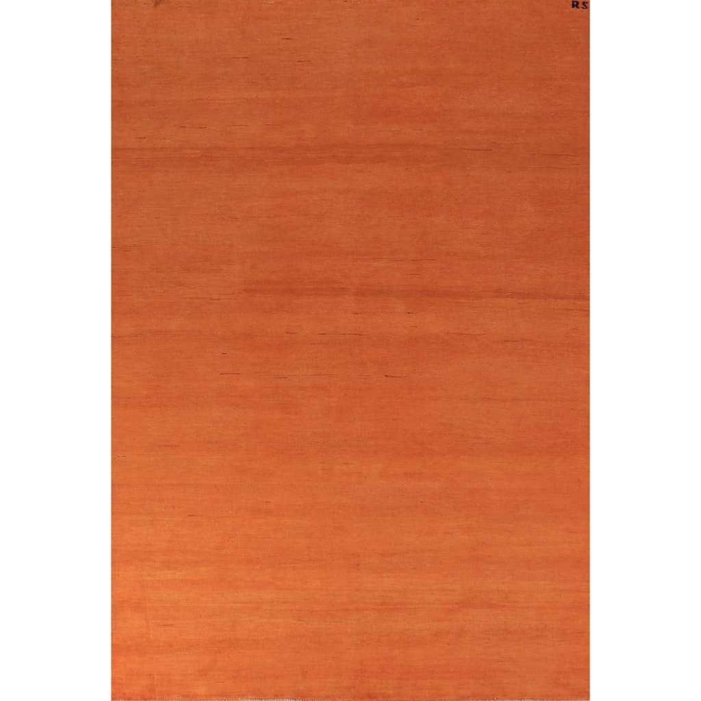 Gabbeh Oriental Area Rug Hand-Knotted Orange Wool Carpet - 6'5" x 9'6"