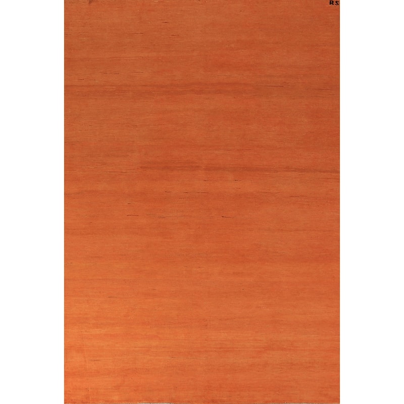 Gabbeh Oriental Area Rug Hand-Knotted Orange Wool Carpet - 6'5" x 9'6"
