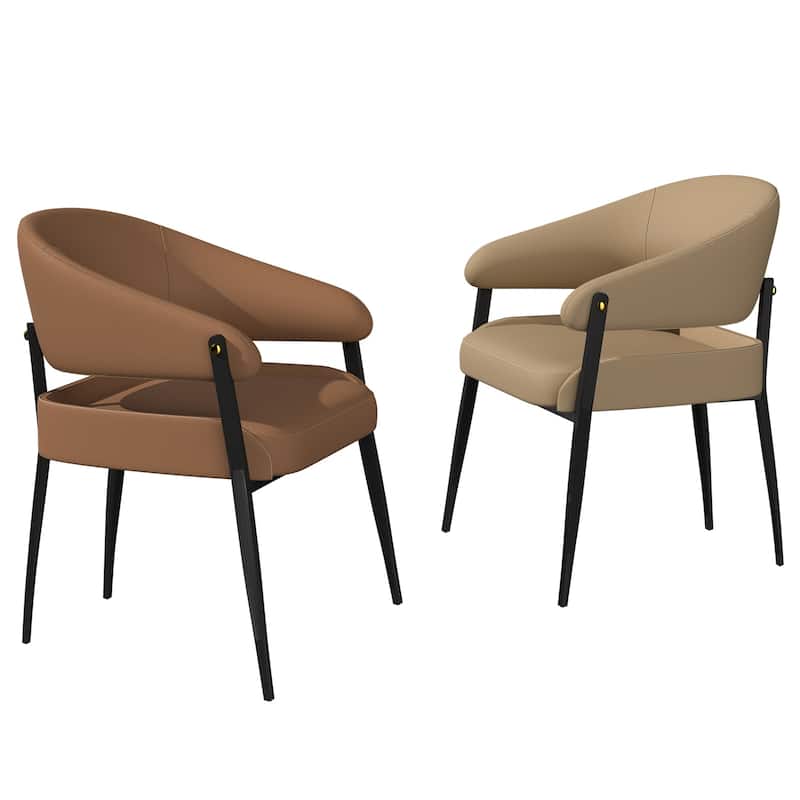 Set of 2 Dining Chairs Accent Upholstered Arm Chair Low Back