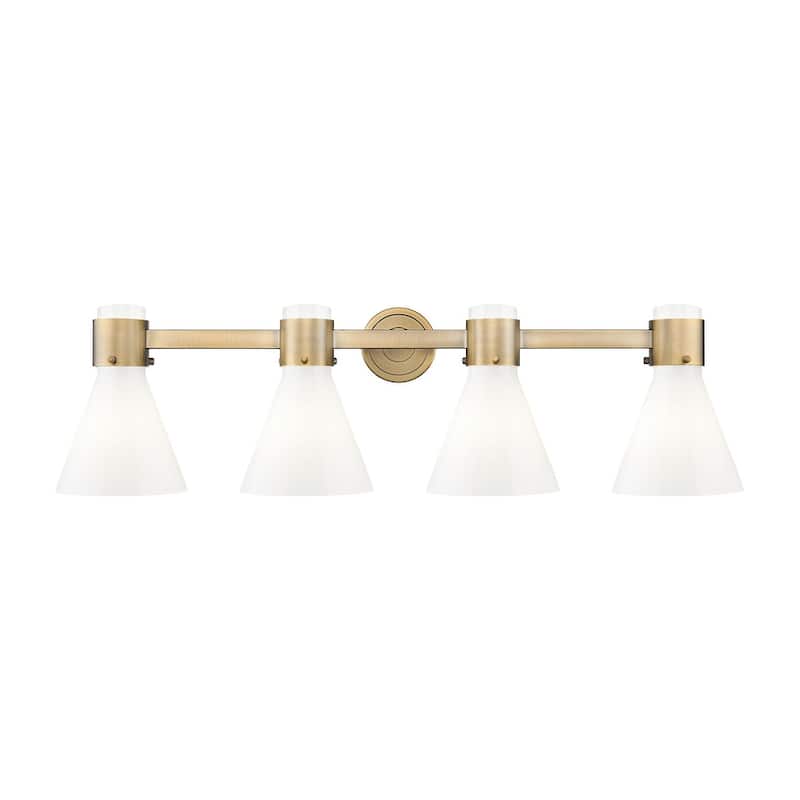 Innovations Lighting 464-4W-10-34 Lawton Cone Vanity Lawton Cone 4 - Brushed Brass / Gloss White