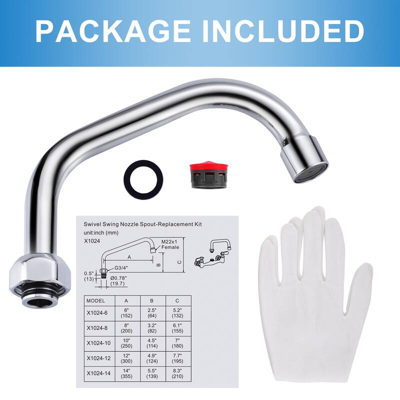 WOWOW Commercial Faucet Swivel Spout Replacement in Polished Chrome