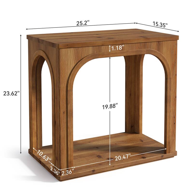 Farmhouse Side Table, 25" Solid Wood End Table