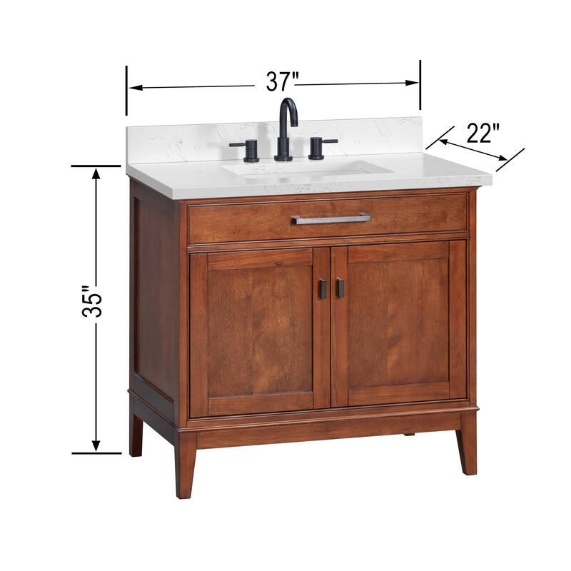 Madison 36 in. Single Sink Bathroom Vanity with Engineered Stone Top - 37" x 22"D x 35"H