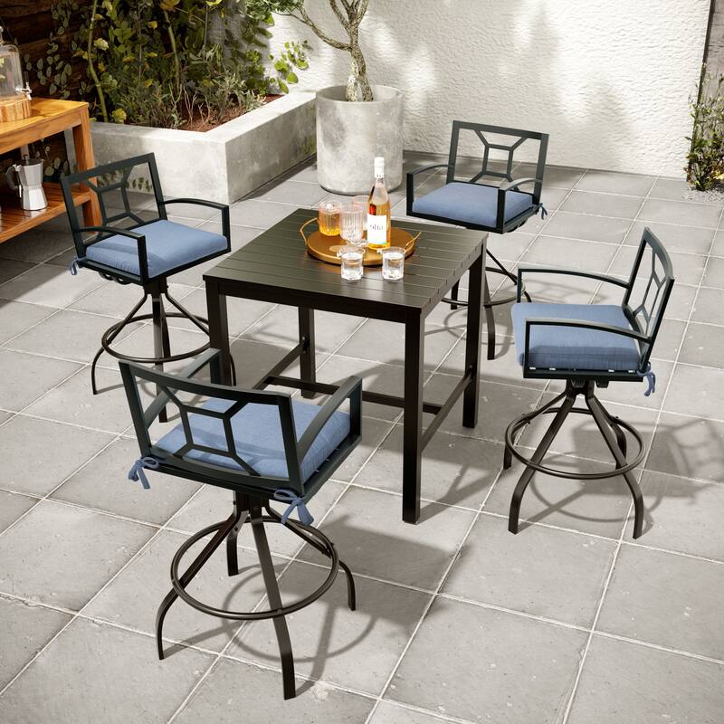 Pellebant Patio Aluminum Swivel Bar Stools with Sunbrella Fabric Cushion