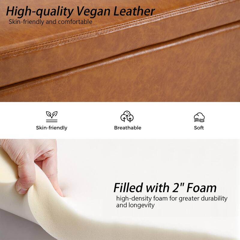 Storage Bench for Bedroom, 60" End of Bed Bench for King Size Bed Modern Upholstered Long Bench with Tufted Arm