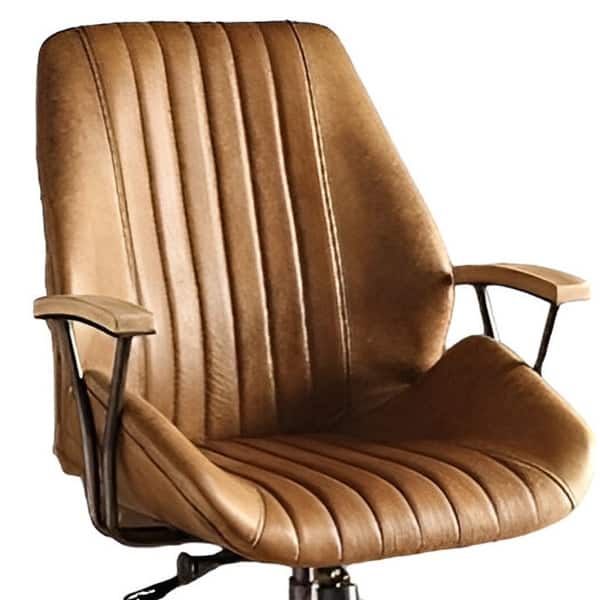 Coffee and Black Adjustable Swivel Faux Leather Rolling Task Chair Coffee and Black Adjustable Swivel Faux Leather Rolling Task Chair