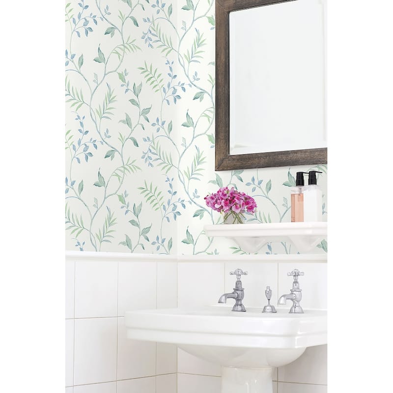NextWall Watercolor Leaf Trail Peel and Stick Wallpaper - 20.5 in. W x 18 ft. L