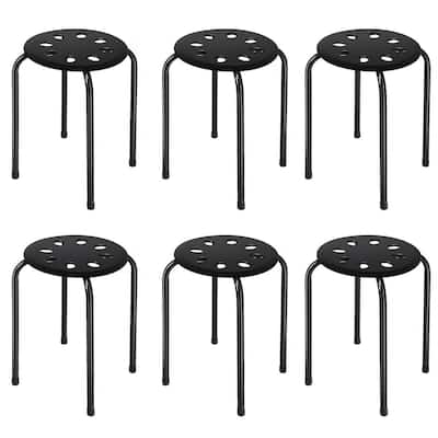 Set of 6 Portable Plastic Stack Stools 17.5" Height Backless Seating