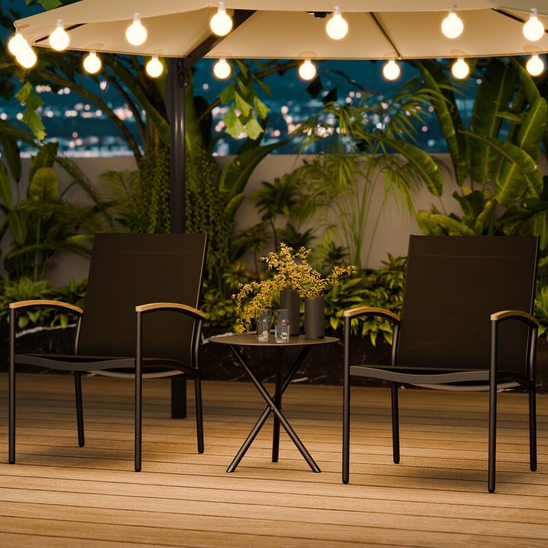 Futzca 3-Piece Patio Bistro Sets, Two Chairs with Coffee Table
