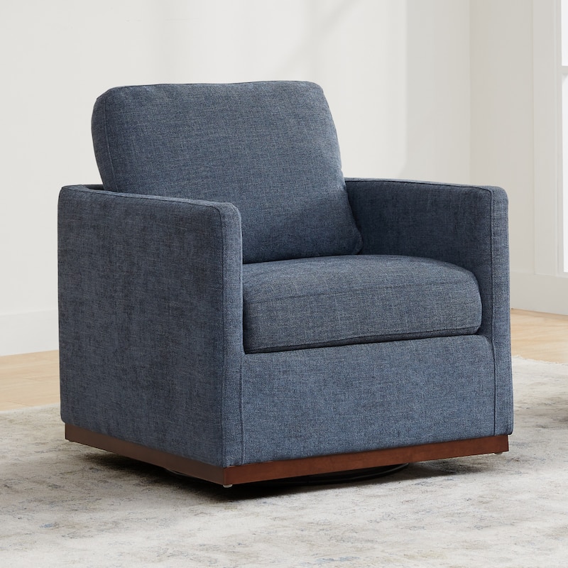 Spruce & Spring Shane Modern Swivel Accent Arm Chair - Single - Blue-Fabric