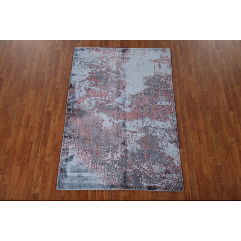 All-Over Abstract Modern Area Rug Handmade Wool Carpet - 4'5"x 6'7"