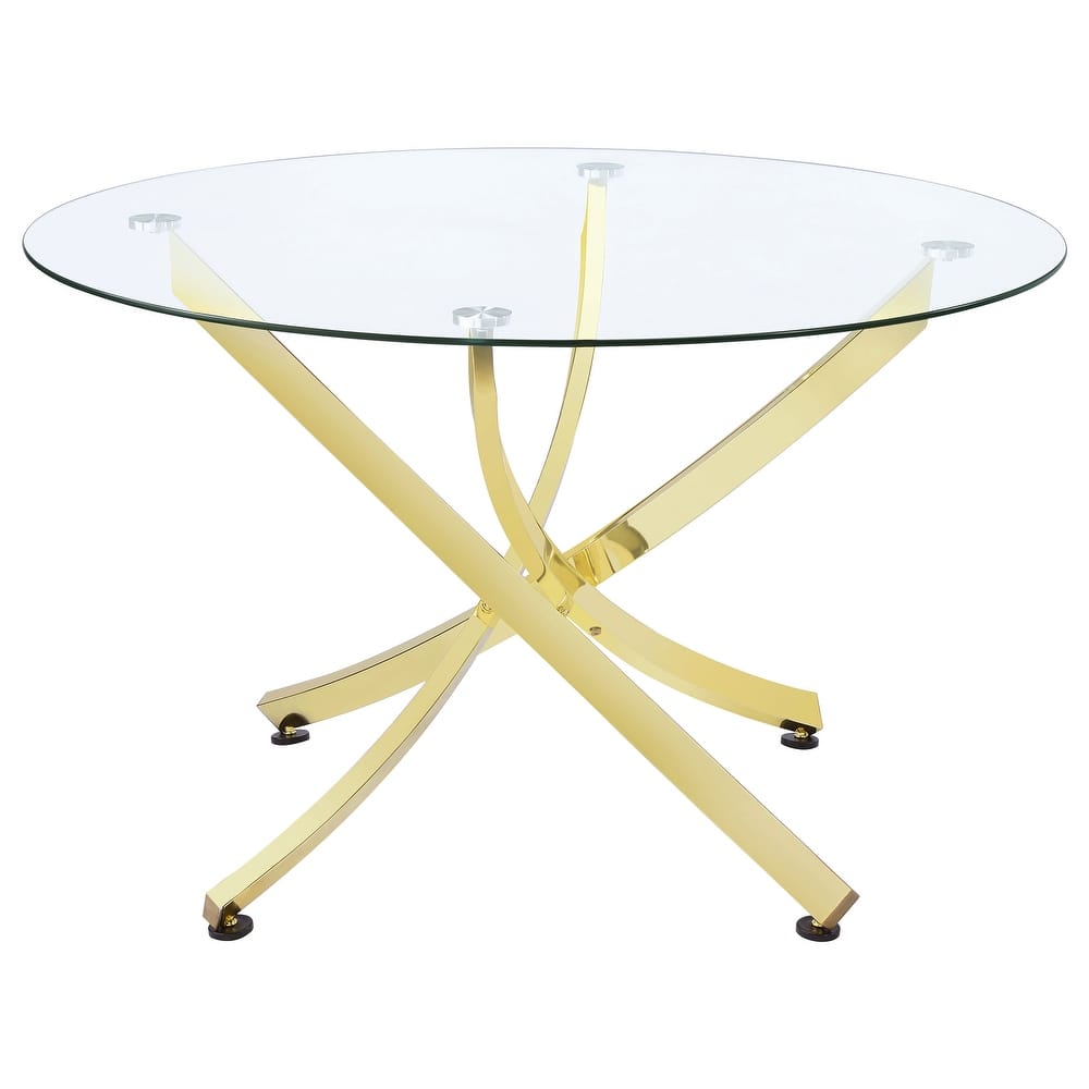 Beckham Brass and Clear Round Dining Table