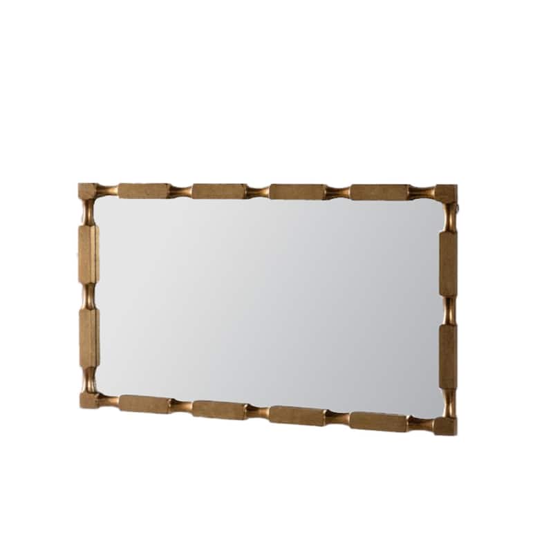 Gold Bamboo-Style Rectangular Wall Mirror