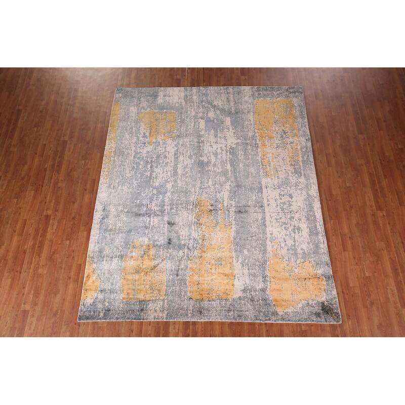 Contemporary Abstract Indian Area Rug Handmade Wool Carpet - 8'0" X 9'8"