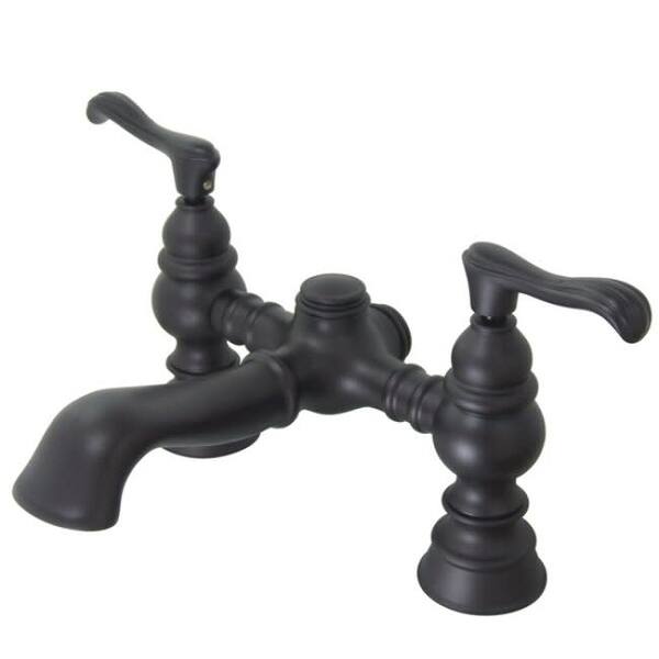 slide 2 of 3, Kingston Brass Vintage Deck Mounted Clawfoot Tub Filler with Metal Oil Rubbed Bronze