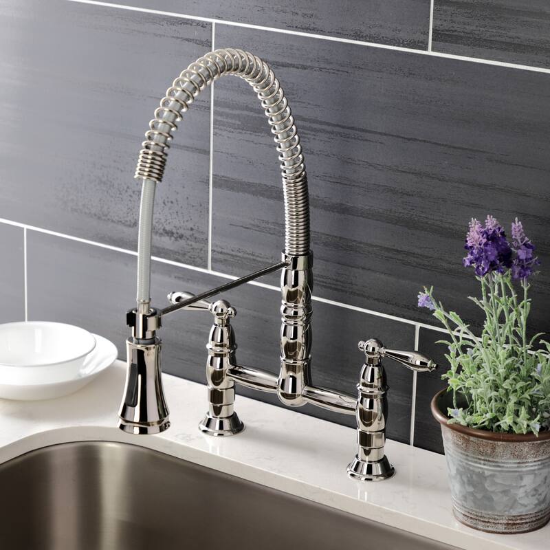 Heritage Two-Handle Deck-Mount Pull-Down Sprayer Kitchen Faucet