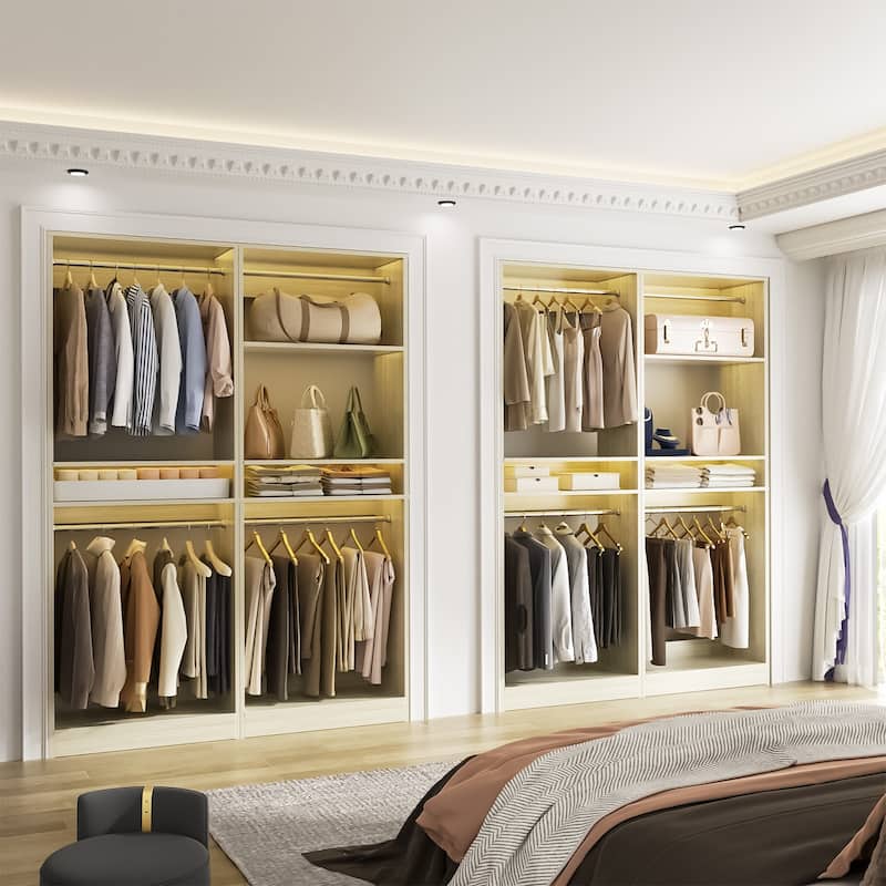 Cimly 25'' W Closet Organizer System with 2 Hanging Rods and DIY Shelves for Walk-in and Reach-in Closet