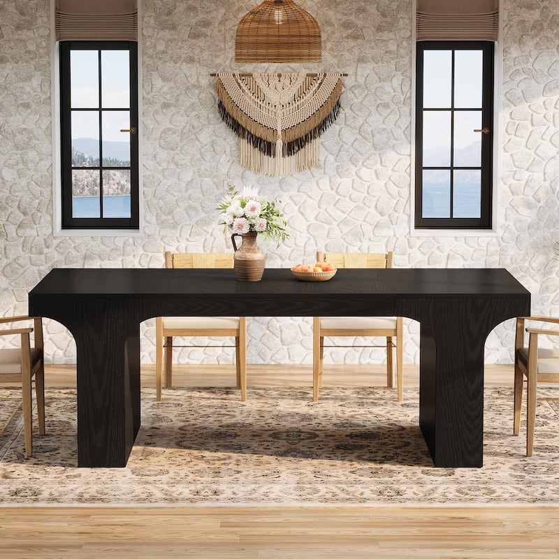 Farmhouse Rectangular Dining Table for 6-8 People with Sled Base