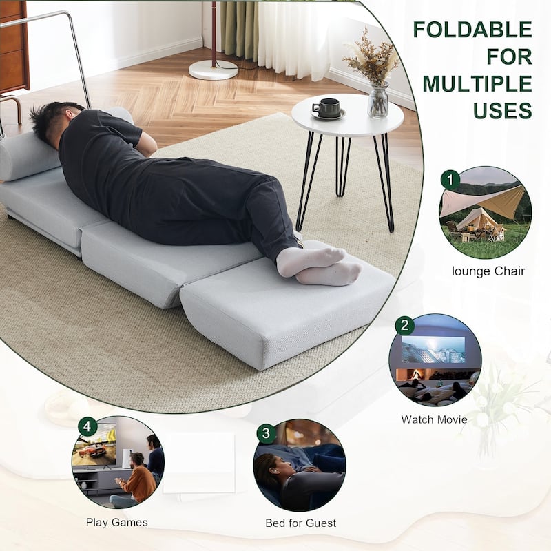 Single Sofa Chair Foldable Bed with Pillow,Portable Sofa Bed,Sofa Chair,Made of Breathable and Wearable Linen