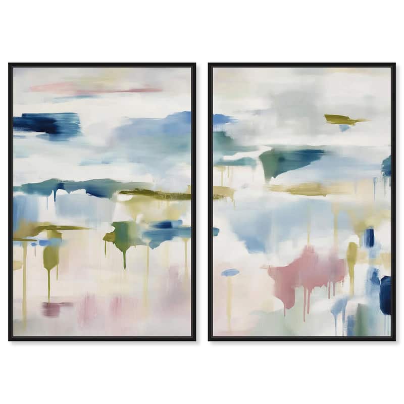 Veil of Azure I Canvas Set of 2 by Art Remedy - 30" x 45" - Black