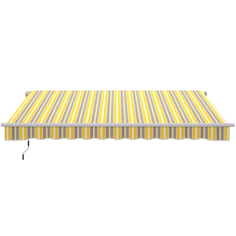 12' x 10' Retractable Awning Sun Shade Shelter with Manual Crank Handle, 280g/m² UV & Water-Resistant Fabric and Aluminum Frame