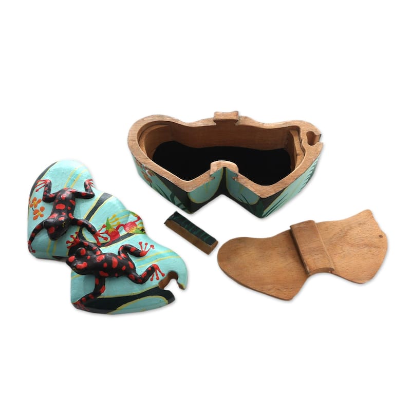 Novica Handmade Twin Frogs Wood Jewelry Box