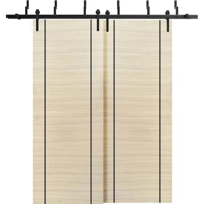 Barn Bypass Doors 36 x 80 Planum 0017 Natural Veneer with Sturdy 6.6ft