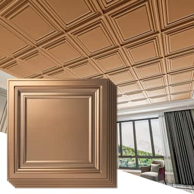 Art3d 2x2 ft. PVC Ceiling Tiles in Bronze,Glue Up Ceiling Tiles, Lay-in Celing Tiles