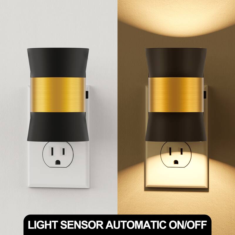 2-Pack Plug-in Night Light, Dusk to Dawn Sensor Wall Sconce, Up/Down Warm 3000K, Mini Decorative Light for Bedroom Hallway