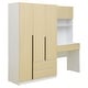 preview thumbnail 8 of 20, 3-Door Wooden Storage Desk Wardrobe for Bedroom with Shelves and 3 Drawers