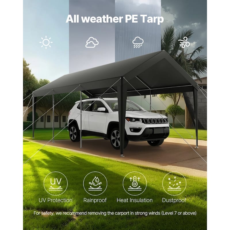 Galvanized Steel Portable Garage with Car Canopy and Sidewalls