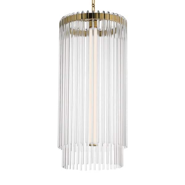 slide 2 of 9, Maxim 38426CL Jolie 14" Wide LED Pendant Natural Aged Brass