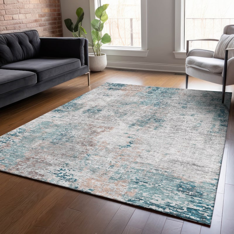 Machine Washable Indoor/ Outdoor Chantille Abstract Modern Rug