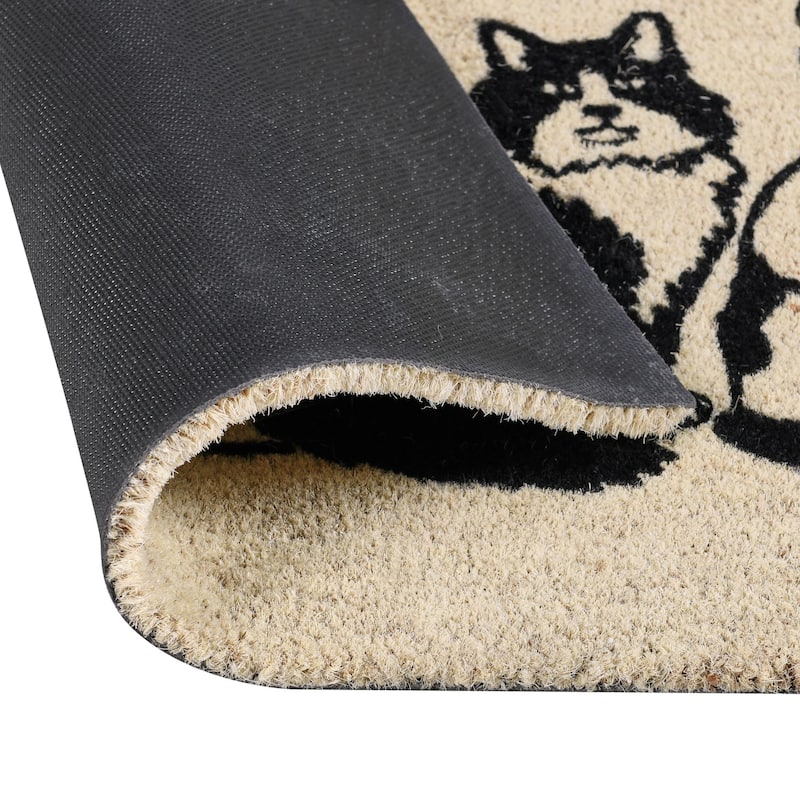 Villa by Classic Home Kitty Crew 24x36 Black and Sand Choir Doormat